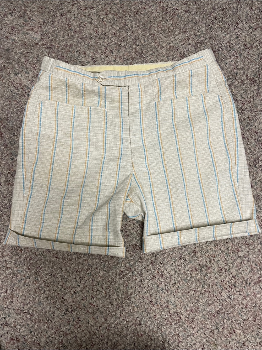 Vintage 60s/70s Rivera Cream Stripe Summer Shorts